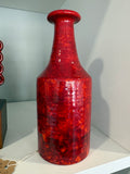 Signed 1970s studio pottery vase in mottled red glaze, full length view