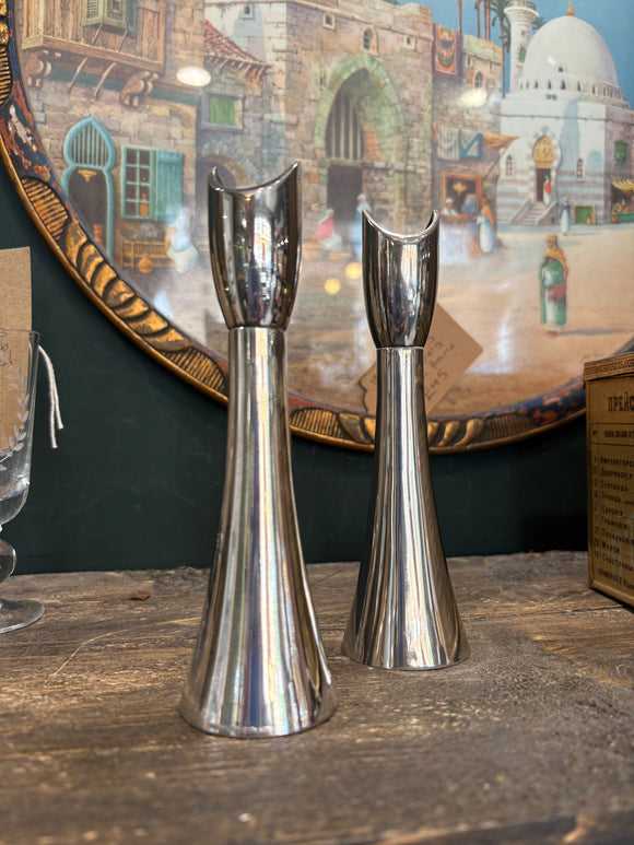 Pair of Vintage Silver Plated Modernist Candle Holders – Grenadier England