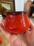 Vintage 1970s West German Pottery Breakfast Set – Butter Dish, Jam Pot, Salt & Pepper Shakers, 6 Egg Cups – Retro Red Glaze