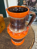 Vintage West German Fat Lava Jug — Ü-Keramik (Übelacker), Orange & Brown, Form 1815-25