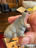 Lomonosov hippopotamus held in hand showing glaze detail