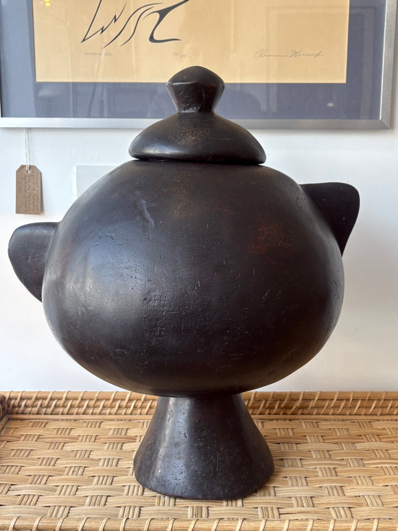Large Carved Wooden Pot – Possibly Ethiopian, Jima People, Early 20th Century