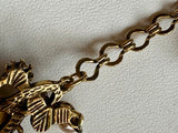 Florenza Signed Vintage Necklace, 1950s Gold Tone, Peridot Green Rhinestones & Faux Seed Pearls — As Found