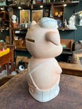 Vintage Bisque Porcelain Pig Money Bank | Anthropomorphic Piggy Bank | c.1950s–60s
