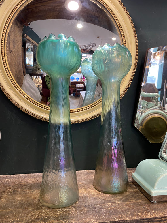 Pair of Josef Rindskopf Bohemian glass Dragonfly vases