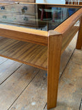 Mid-Century Teak & Smoked Glass Coffee Table – Stylish Retro Design