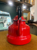 Vintage Mid-Century Red Enamel Kettle – Retro Kitchenware, Collectible Teapot