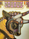 David Palladini “Taurus” Zodiac Print, 1969 – Mounted Vintage Astrological Art