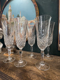 Set of five vintage English crystal champagne flutes
