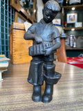 Mid-Century Soviet Military-Style Boy Statue – Spelter Figurine with ‘KICA’ Mark