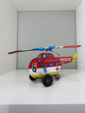 Vintage 1970s Japanese Tin Wind-Up Helicopter – MYK Japan H-19 Swiss Rescue