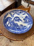 Early 20th Century Japanese Blue & White Ceramic Charger – Scenic Landscape – 37.5cm
