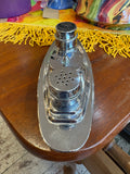 Vintage Chrome “Falmouth” Ship Cruet Set with Blue Glass Liners, 1930s–40s