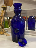 Tall Cobalt Blue Hand-Blown Glass Jar with Glass Stopper