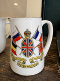 WWI Triple Entente commemorative jug, front view showing Allied flags