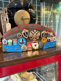 Vintage Soviet souvenir Pilotka cap with enamel badges 
