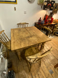 Charming Antique Pine Table & Set of Four Elegant Chairs