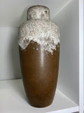 Vintage West German brown and white lava pottery vase