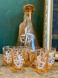 Festival of Britain 1951 Souvenir Rose Glass Decanter & Shot Glasses