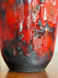 Mid-Century Jopeko Keramik Fat Lava Vase – Red & Black, 20.5cm