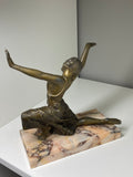 1920s Art Deco Exotic Dancer – Gilt Spelter Figure on Marble Base