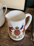 WWI commemorative jug shown from above, Union Jack and flags design