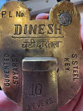 	Close-up of padlock front face showing full stamped text and Hindi lettering