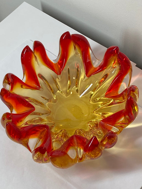 Murano art glass flame bowl