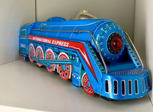 Vintage 1970s Boxed International Express Tin Plate Toy Train – Friction Driven