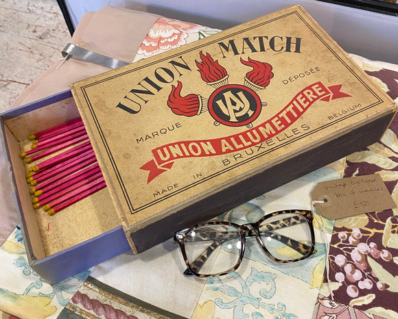 Vintage oversized matchbox and matches