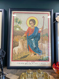 Antique 19th Century Russian Religious Lithograph – The Good Shepherd – Framed (36.5cm x 48.75cm)