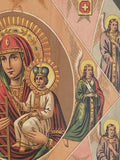 Antique lithograph of the Image of the Unburnt Thornbush icon of Mary