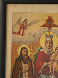 Antique 19th Century Russian Religious Lithograph – Kiev-Pechersk Svensk Icon – Framed (35.5cm x 47cm)