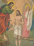 Antique lithograph of the Baptism of Jesus Christ