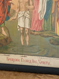 Antique 19th Century Russian Religious Lithograph – The Baptism of Jesus Christ – Framed (36cm x 45.5cm)