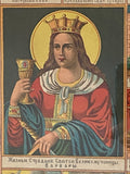 Antique lithograph of the life and suffering of Saint Barbara