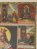 Antique lithograph of the life and suffering of Saint Barbara