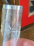 Glass bud vase with silver collar