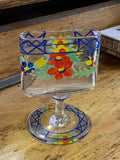 Hand-painted glass toothpick holder