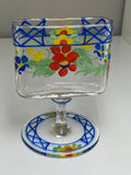 Hand-painted glass toothpick holder