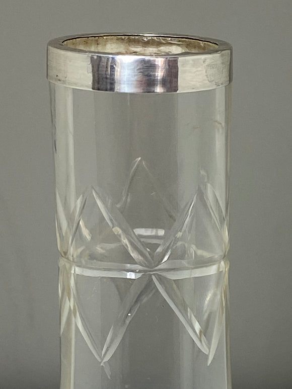 Antique 1921 Hallmarked Silver & Glass Bud Vase – London