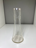 Glass bud vase with silver collar