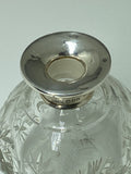 Cut glass scent bottle with silver collar