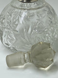 Cut glass scent bottle with silver collar