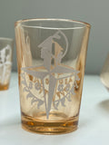 Festival of Britain 1951 Souvenir Rose Glass Decanter & Shot Glasses