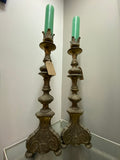 Vintage tall ornate brass candlesticks