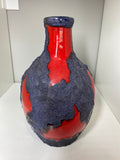 Rare 1960s West German Marei Keramik Fat Lava Vase – Red & Volcanic Glaze