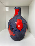 Rare 1960s West German Marei Keramik Fat Lava Vase – Red & Volcanic Glaze