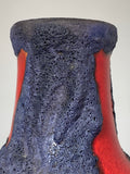 Rare 1960s West German Marei Keramik Fat Lava Vase – Red & Volcanic Glaze