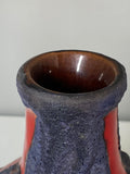 Rare 1960s West German Marei Keramik Fat Lava Vase – Red & Volcanic Glaze